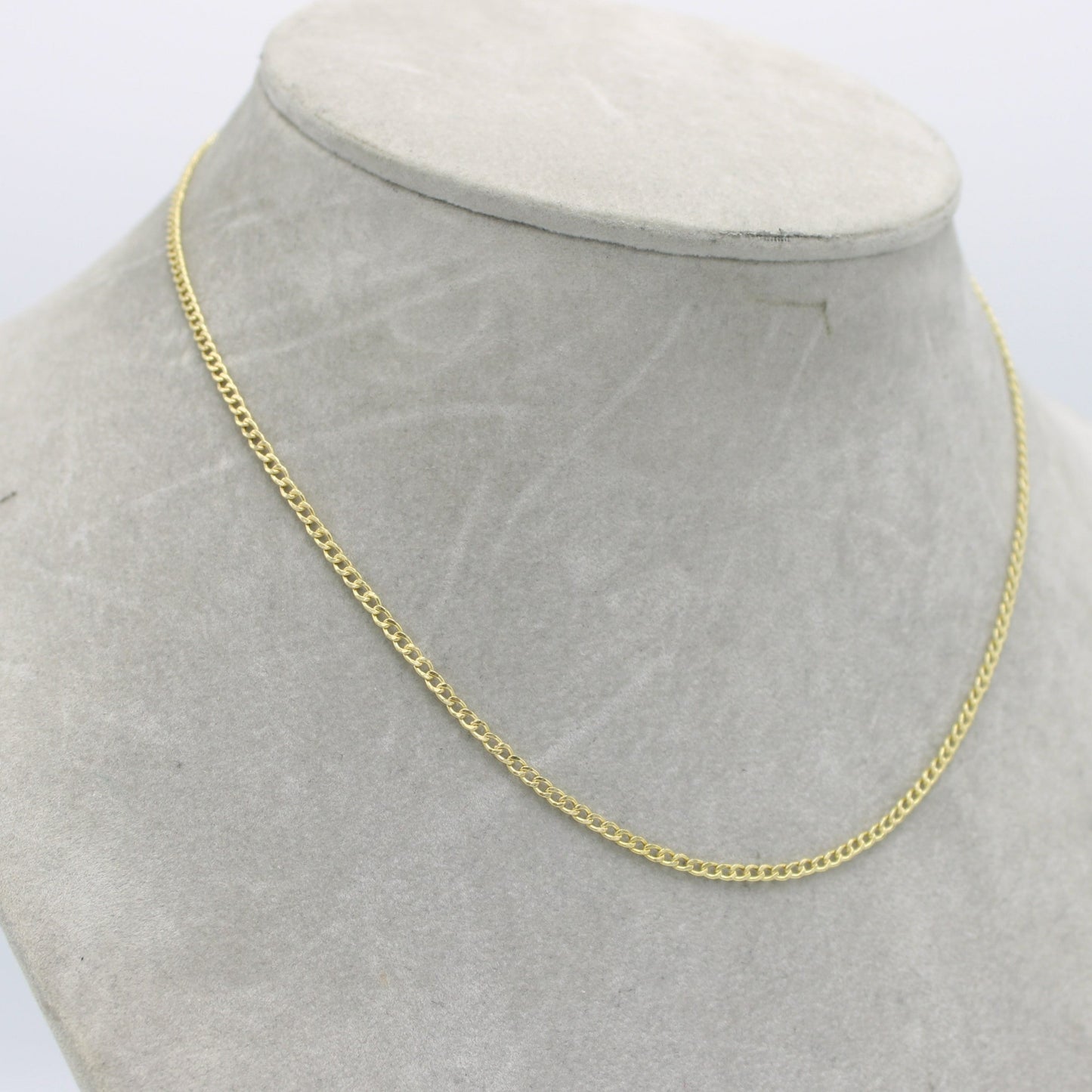 14K Semi-Solid Flat Cuban Chain Yellow Gold ( 2.2 mm\ 18 " )