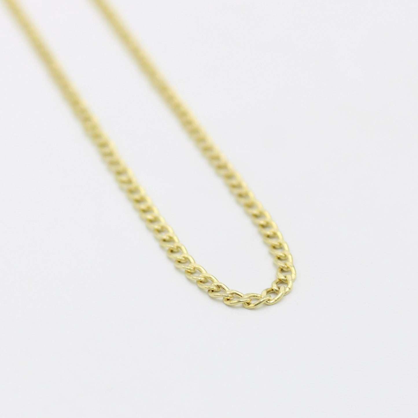 14K Semi-Solid Flat Cuban Chain Yellow Gold ( 2.2 mm\ 18 " )