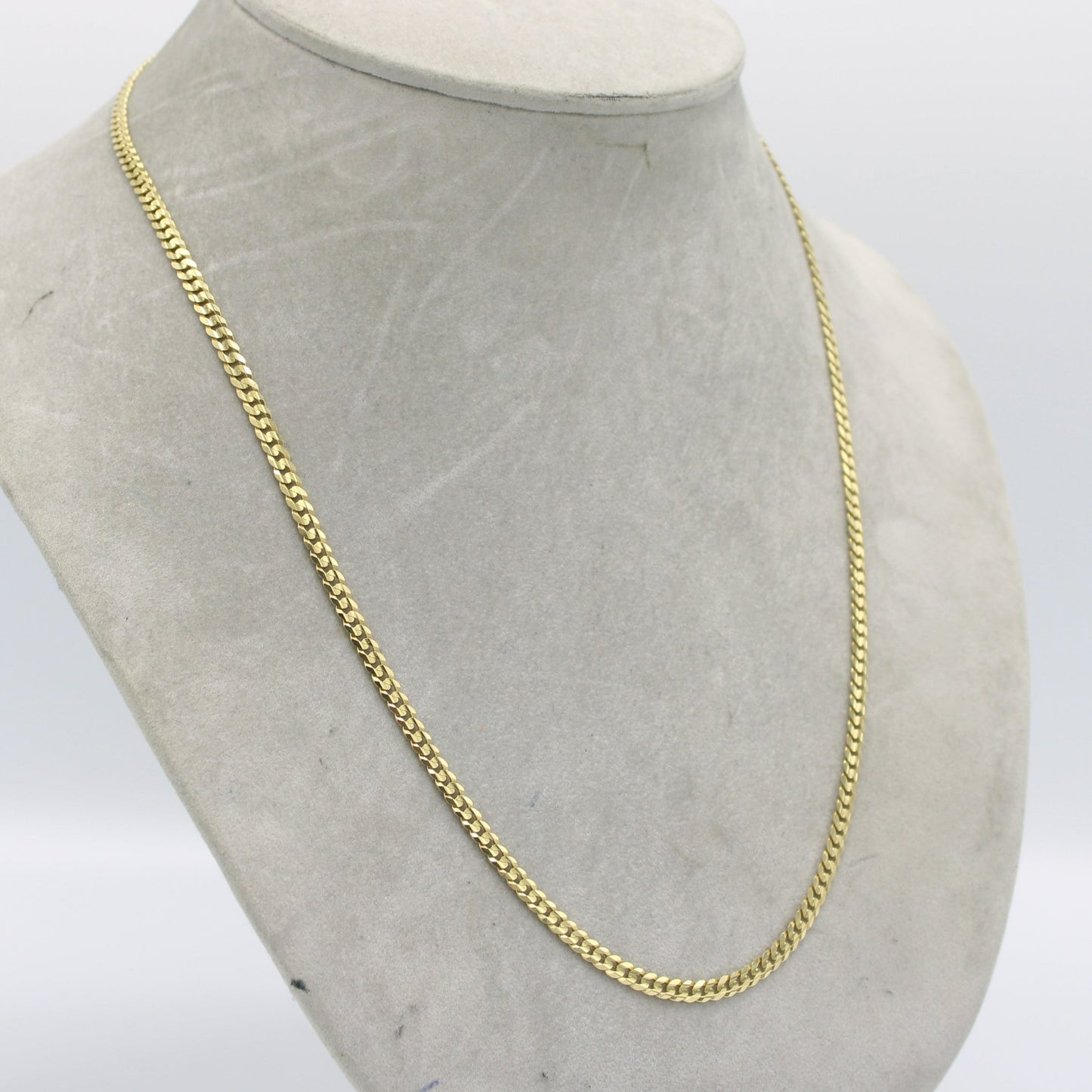 14K Solid Flat Cuban Chain Yellow Gold ( 3.9 mm\ 24 " )