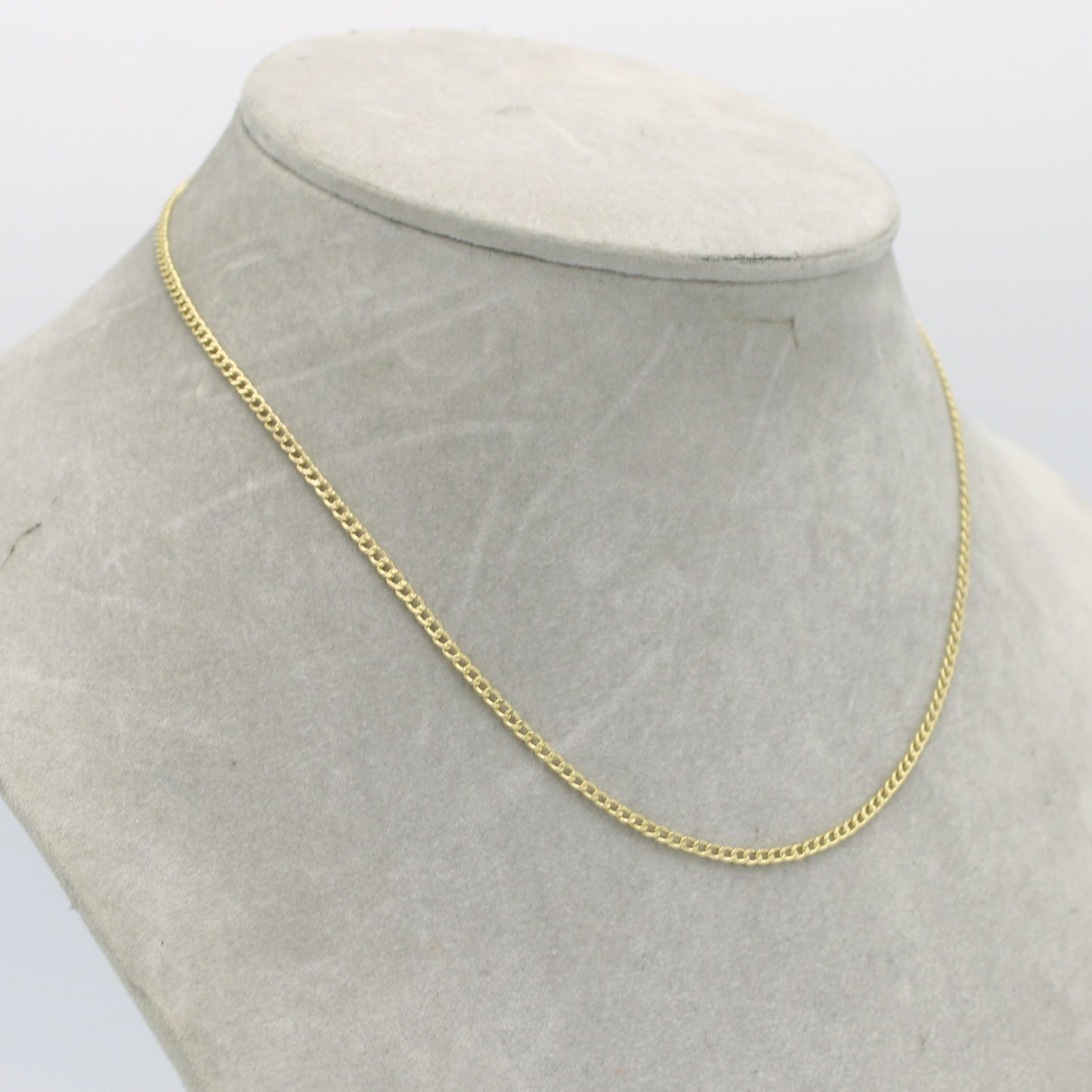 14K Semi-Solid Flat Cuban Chain Yellow Gold ( 2.3 mm\ 18 " )