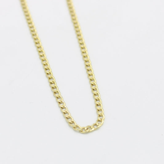 14K Semi-Solid Flat Cuban Chain Yellow Gold ( 2.3 mm\ 18 " )