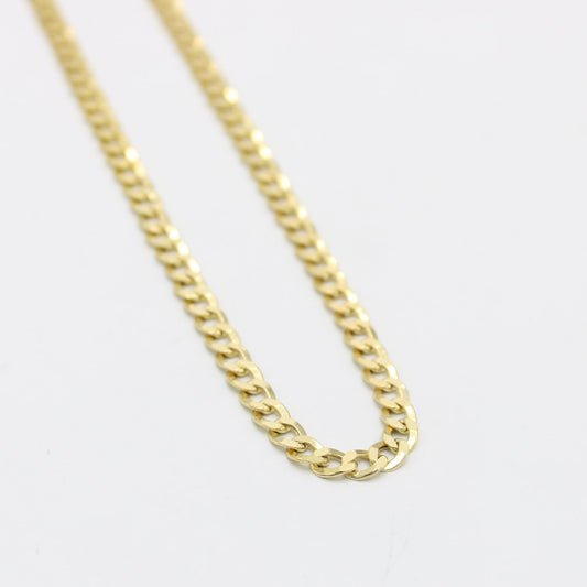 14K Semi-Solid Flat Cuban Chain  Yellow Gold ( 4.4 mm\ 18 " )