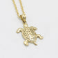 14K Turtle Pendant with Hollow Rope Chain (20")