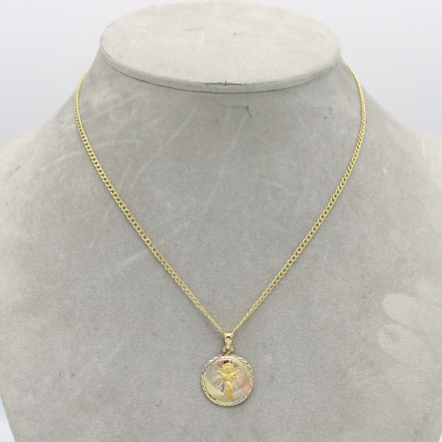 14K Divino Niño Pendant with Semi-Solid Cuban Chain (18 ")