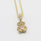 14K Teddy Bear ( Birthstone ) Pendant with Hollow Rope Chain (18 ")