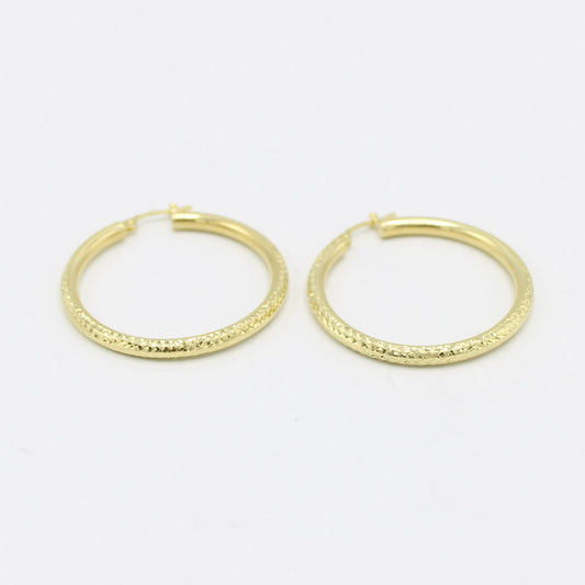 14K Fancy Women's Hoops Yellow Gold