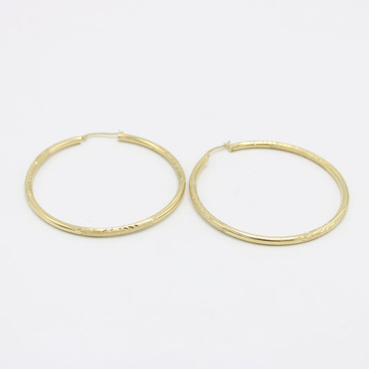 14K Fancy Women's Hoops Yellow Gold