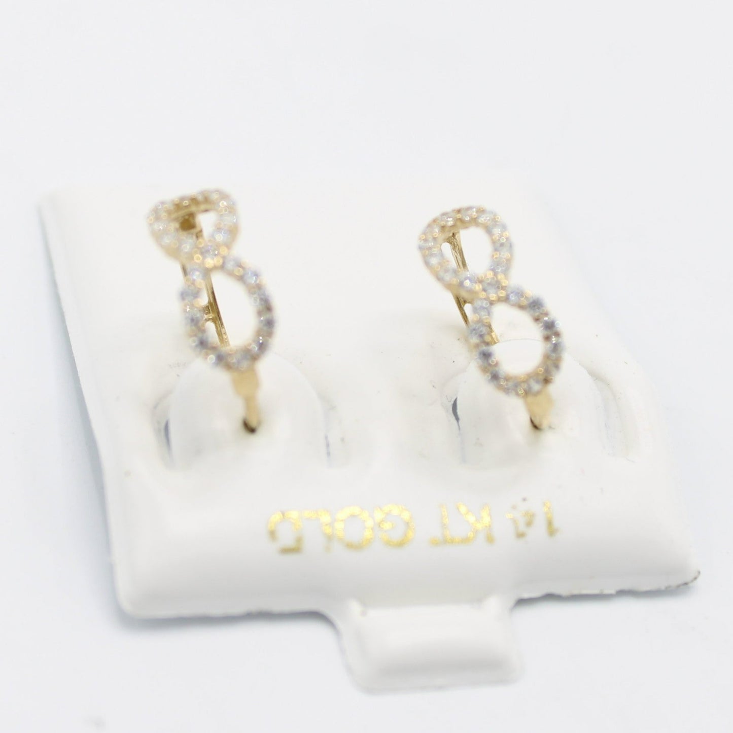 14K Infinity Women's Hoops Cz Stones Yellow Gold