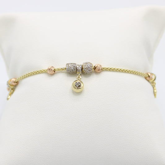 14K Bangle with Charms Yellow Gold