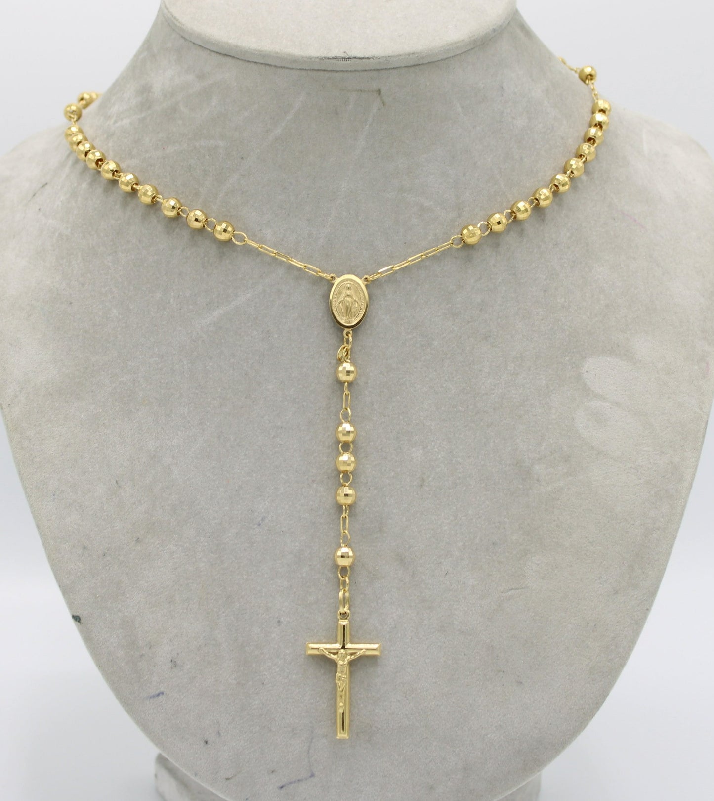 14k Yellow Gold 4.7mm Rosary Chain 26 Inches
