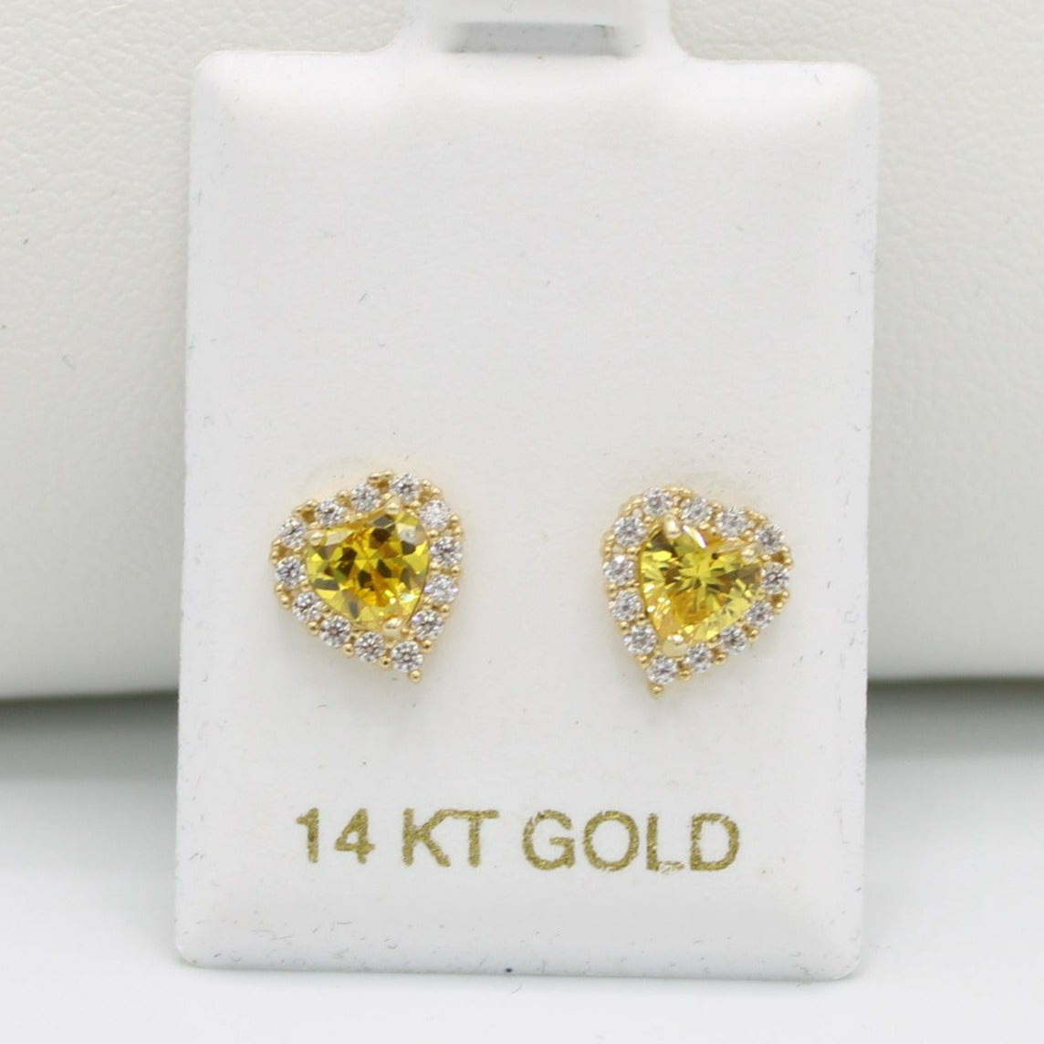 14K Heart❤️Baby Girl Earring Topaz Gem (Birthstone November) Yellow Gold