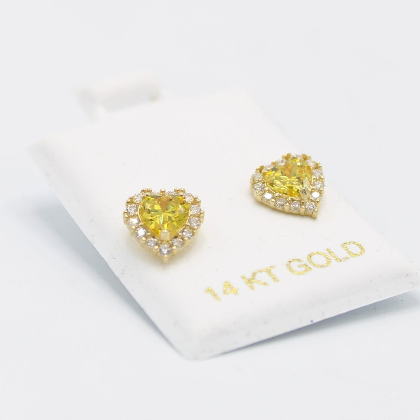 14K Heart❤️Baby Girl Earring Topaz Gem (Birthstone November) Yellow Gold