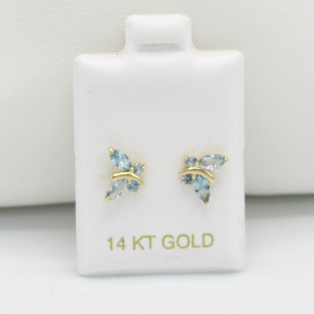 14K Butterfly Baby Girl Earrings Yellow Gold