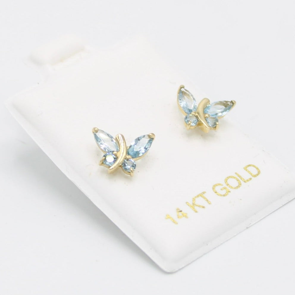 14K Butterfly Baby Girl Earrings Yellow Gold