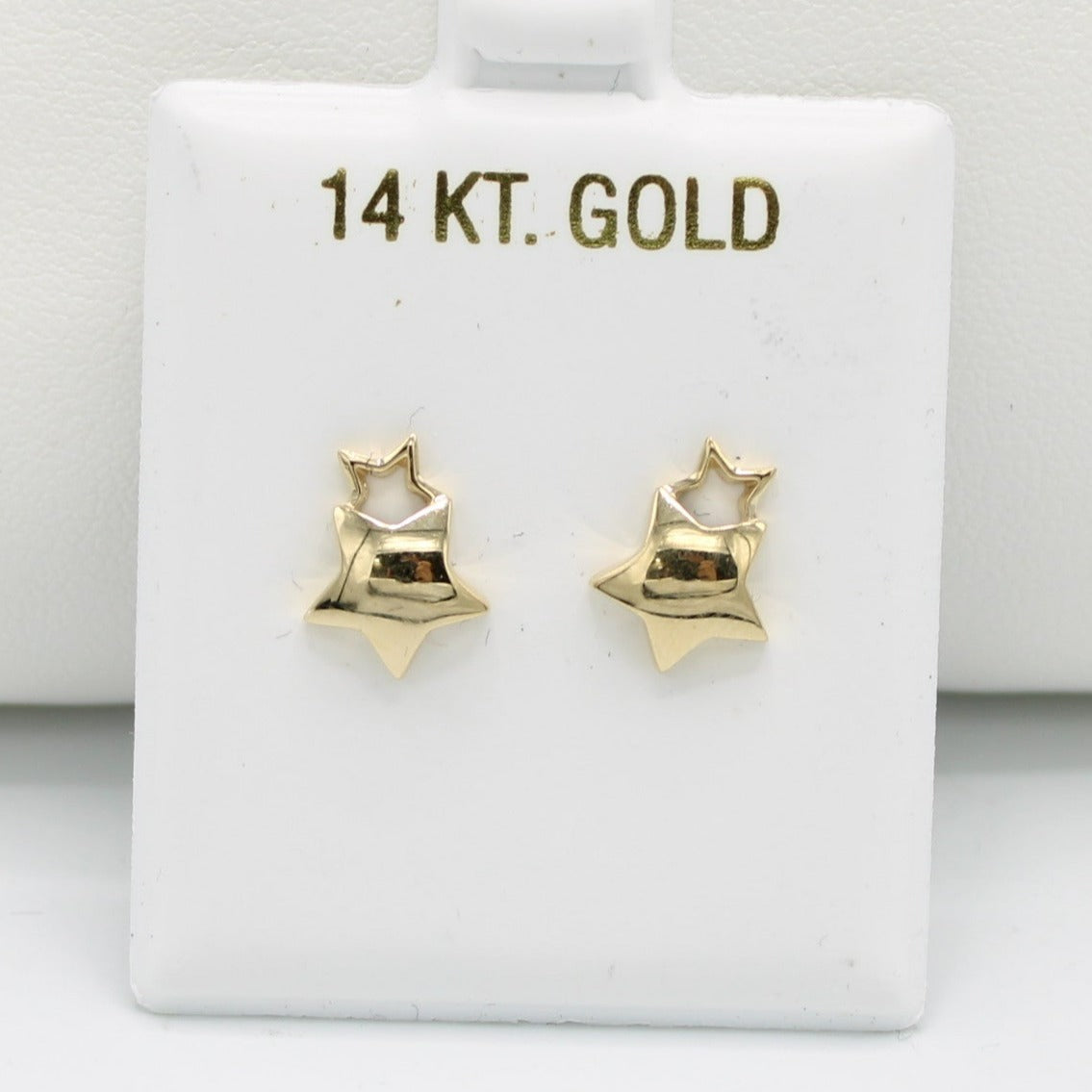 14K Star Earrings Yellow Gold