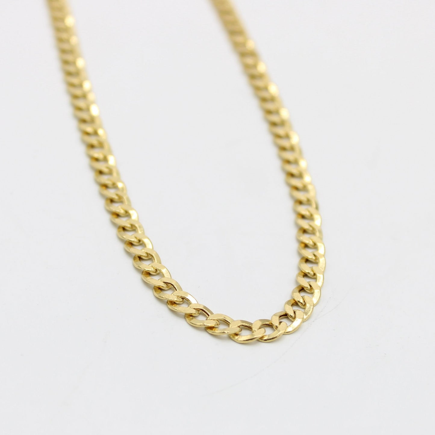 14K Semi-Solid Flat Cuban Chain Yellow Gold