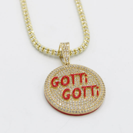 14K Gotti Gotti Pendant with Ice Chain Yellow Gold