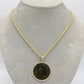 14K Picture Pendant with Rope Chain Yellow Gold