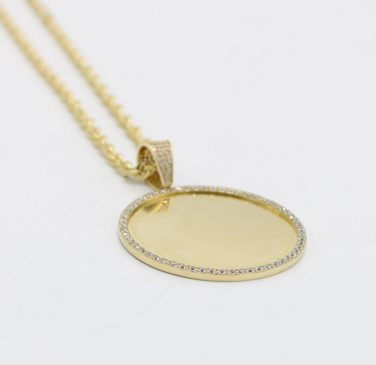 14K Picture Pendant with Rope Chain Yellow Gold