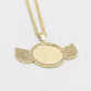 14K Angel Wings Picture Pendant z Stones with Rope Chain Yellow Gold