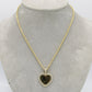 14k  Heart Picture Pendant Cz Stones with Rope Chain Yellow Gold