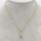 14K Teddy Bear Pendant Cz Stones with Semi-Solid Cuban Chain Yellow Gold