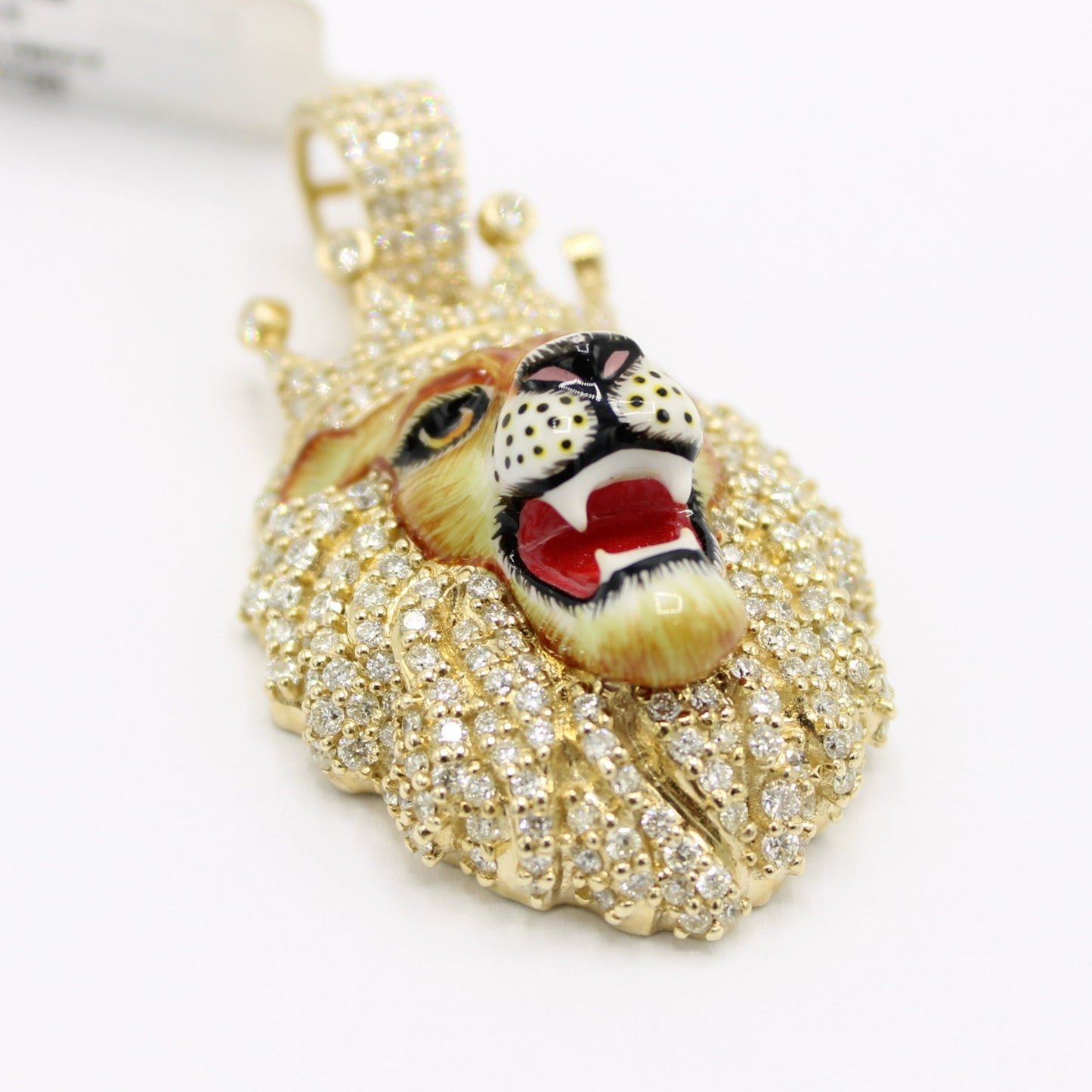 14K VS Diamond Lion King Pendant Yellow Gold