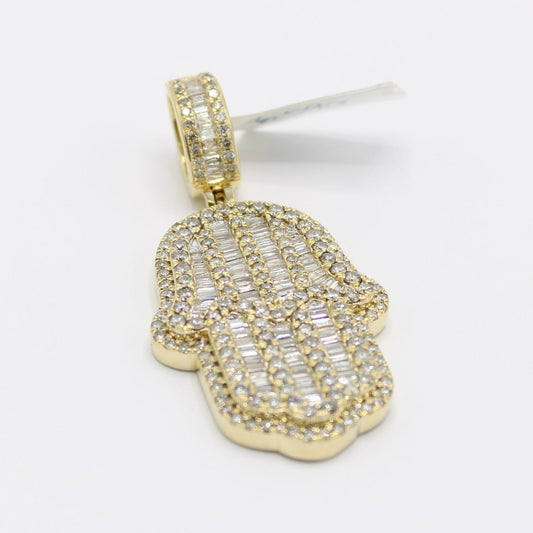 14K VS Diamond Hamsa Pendant Yellow Gold