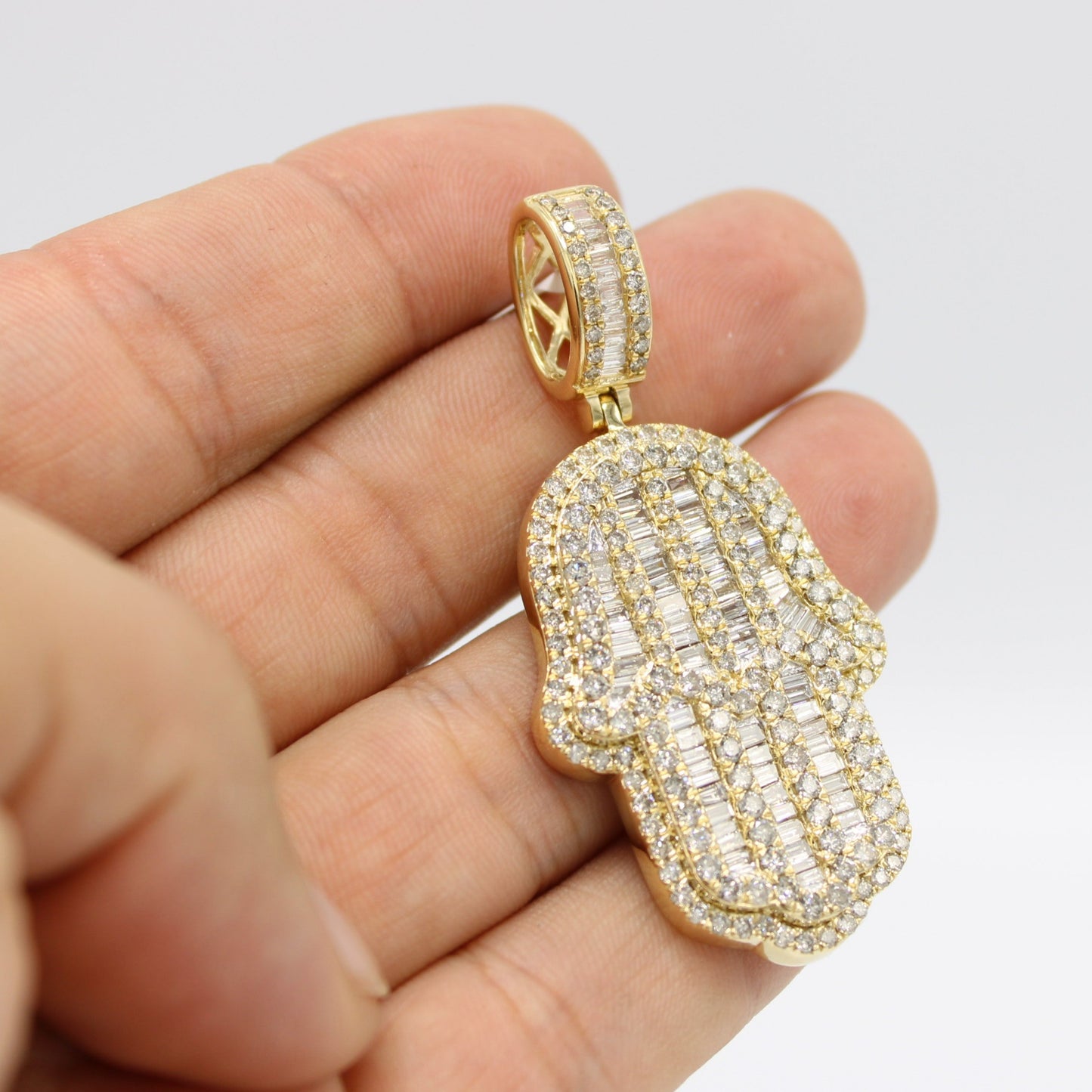 14K VS Diamond Hamsa Pendant Yellow Gold