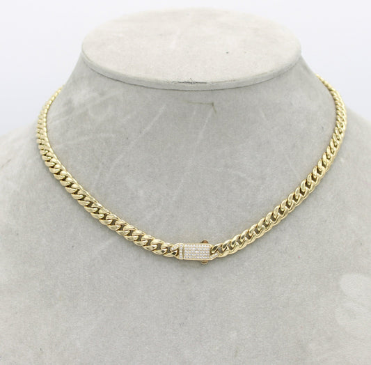 14K Choker Cuban Link Cz  \\ 6.5 mm - 18” \\