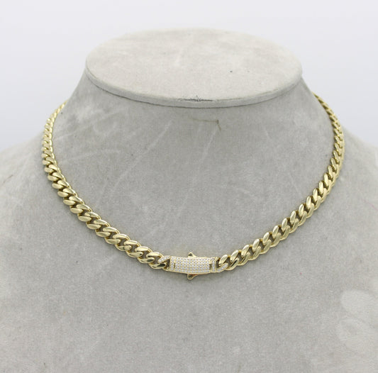 14K Hollow ITTALLO Choker Cz at Lock Yellow Gold