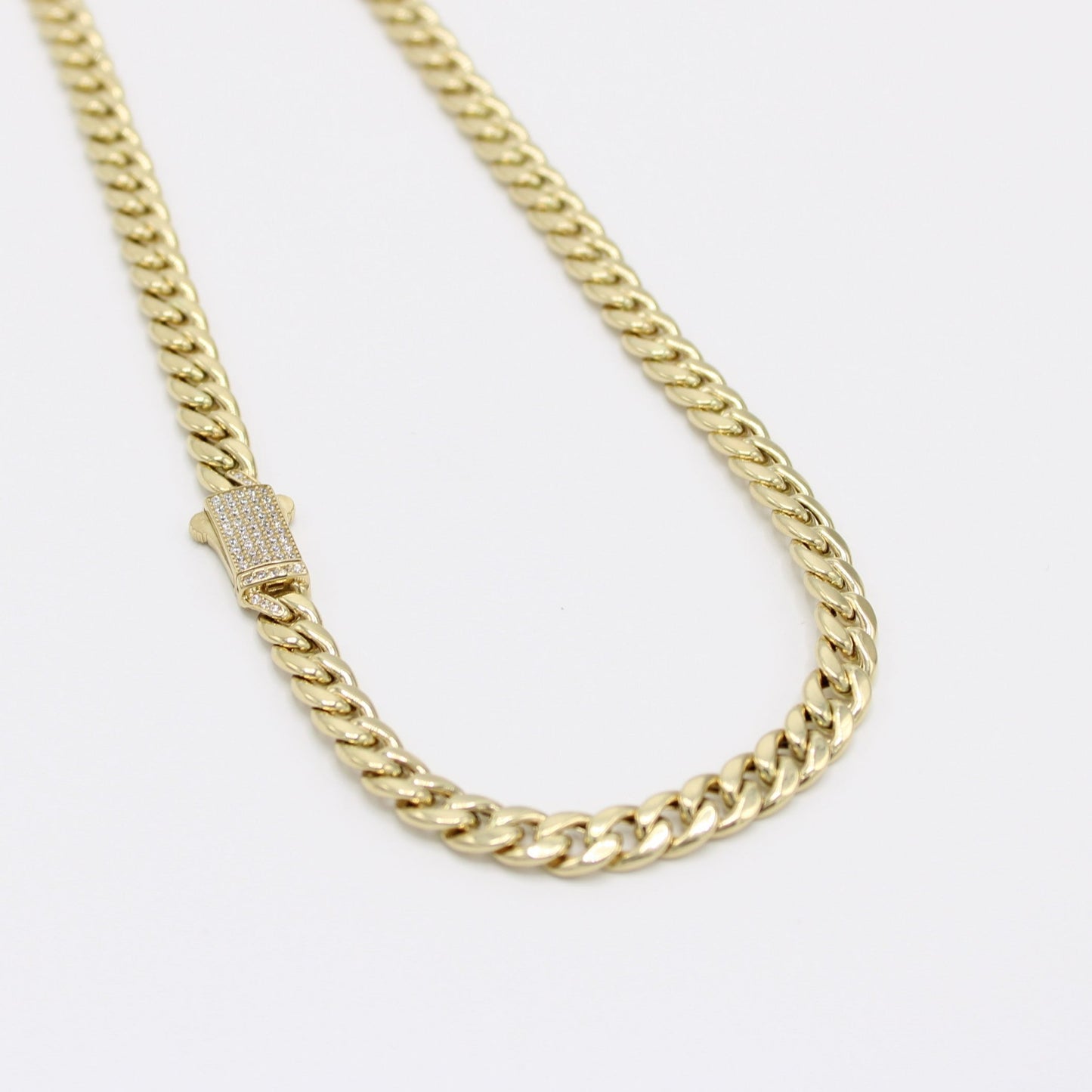 14K Semi-Solid Choker Cuban Link Cz at Lock  \\ 6.5mm - 16” \\