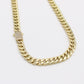 14K Semi-Solid Choker Cuban Link Cz at Lock  \\ 8.5mm - 16” \\