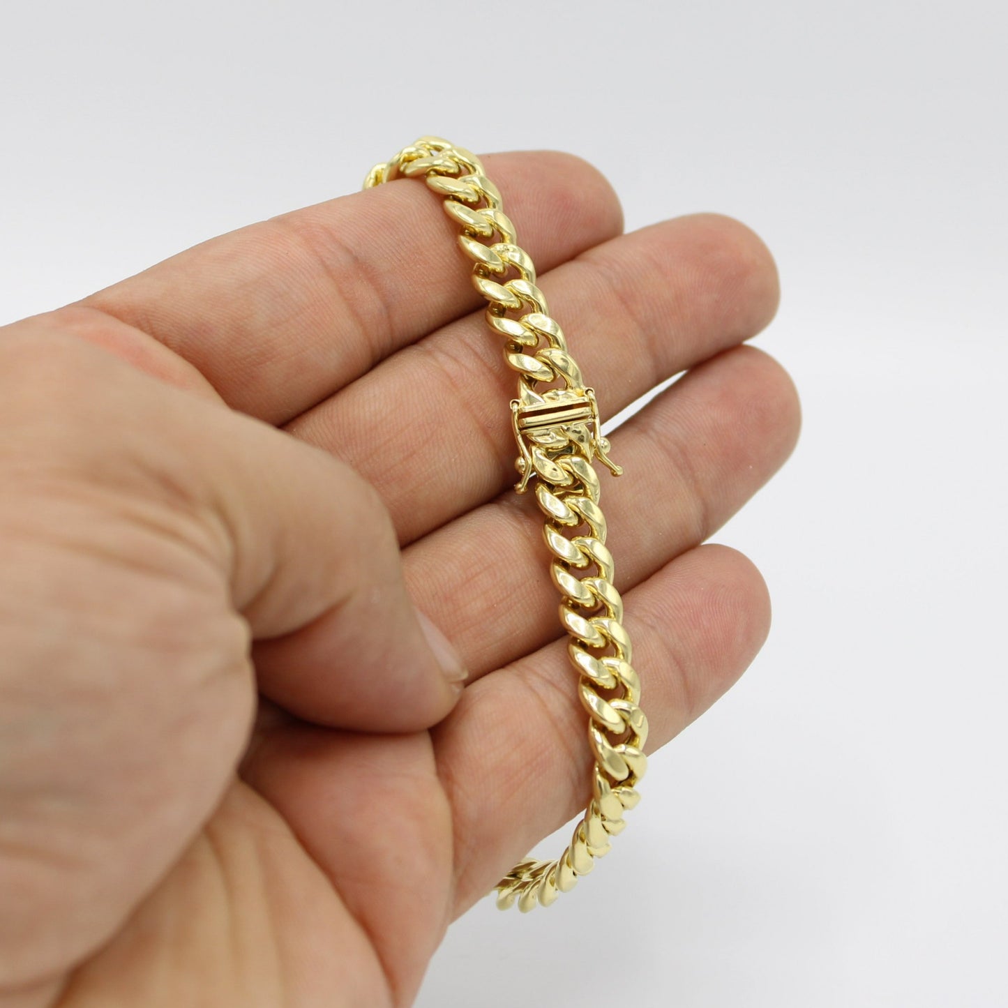 14K Semi-Solid Cuban Bracelet Yellow Gold //7.6mm - 8.5 in//