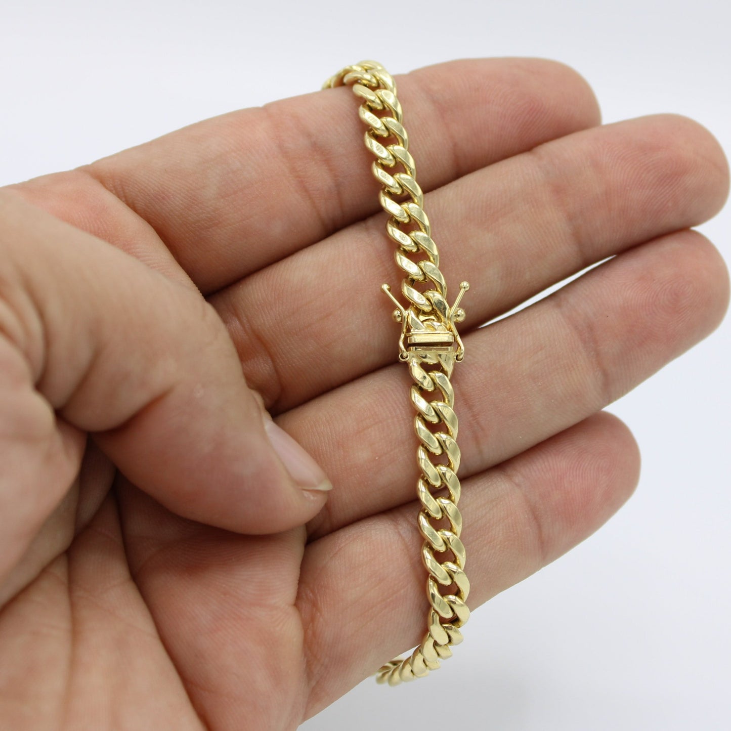 14K Semi-Solid Cuban Bracelet Yellow Gold // 6.7mm - 8.5 in //