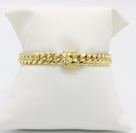 14K Semi-Solid Cuban Bracelet Yellow Gold // 8.6mm - 8.5 in //