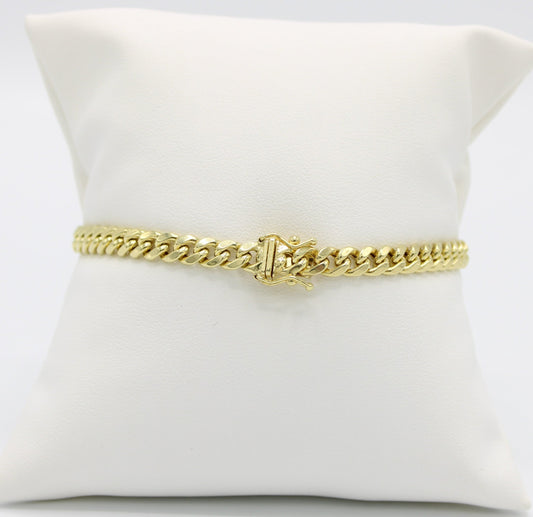 14K Semi-Solid Cuban Bracelet Yellow Gold // 5.6mm - 8.5 in //