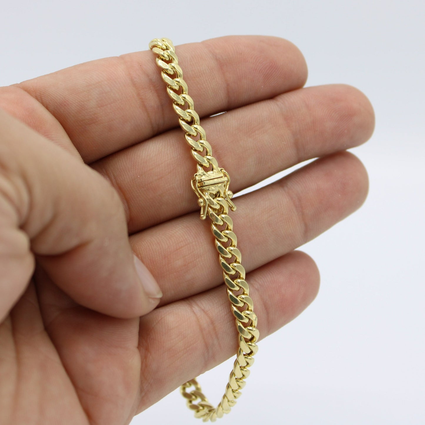 14K Semi-Solid Cuban Bracelet Yellow Gold // 5.6mm - 8.5 in //