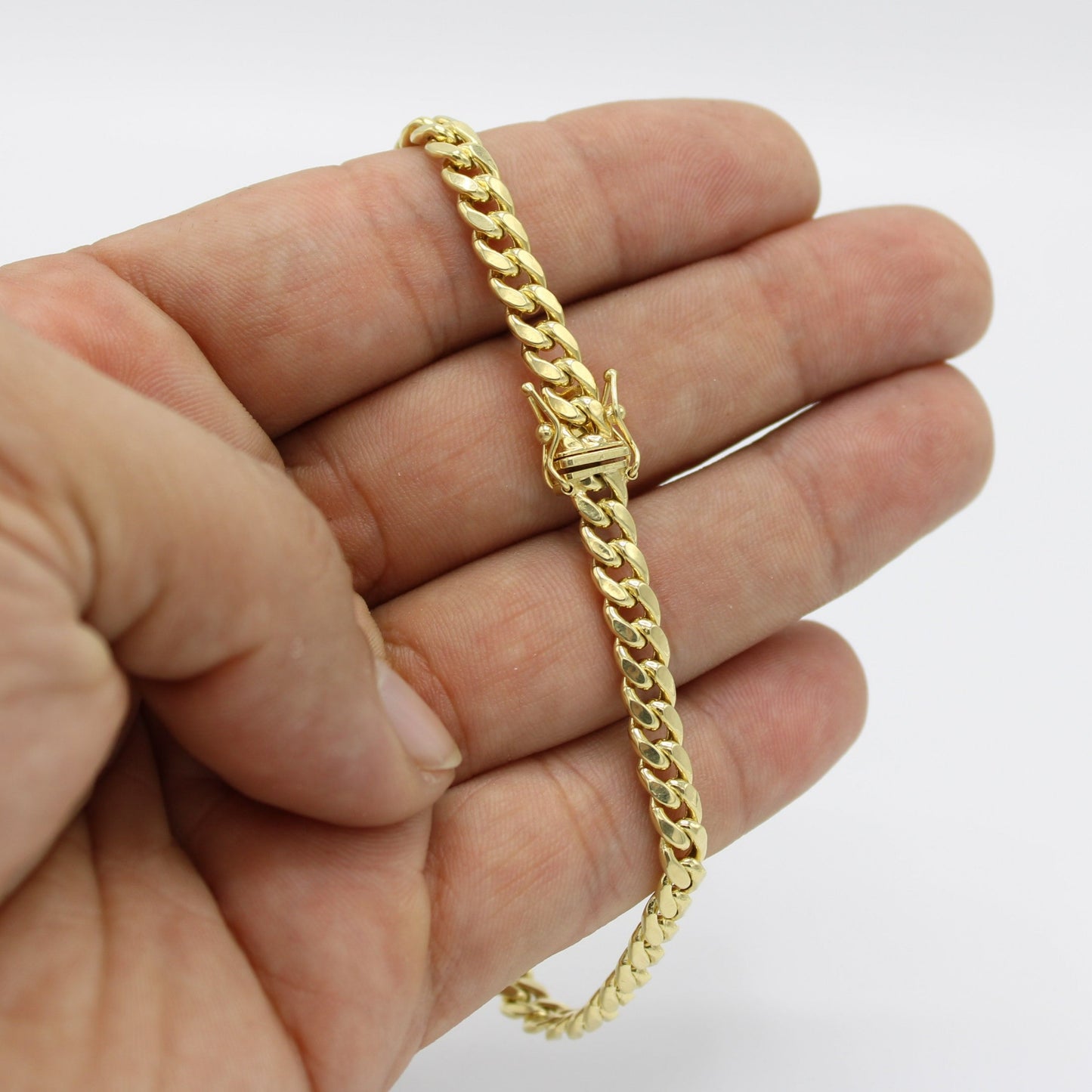 14K Semi-Solid Cuban Bracelet Yellow Gold // 5.6mm - 8.5 in //