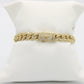 14K Hollow Milano Bracelet Full Cz Yellow Gold // 8.6mm - 8.5 in //