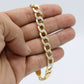 14K Semi-Solid Flat Cuban Bracelet Two Tones Yellow Gold // 9mm  //