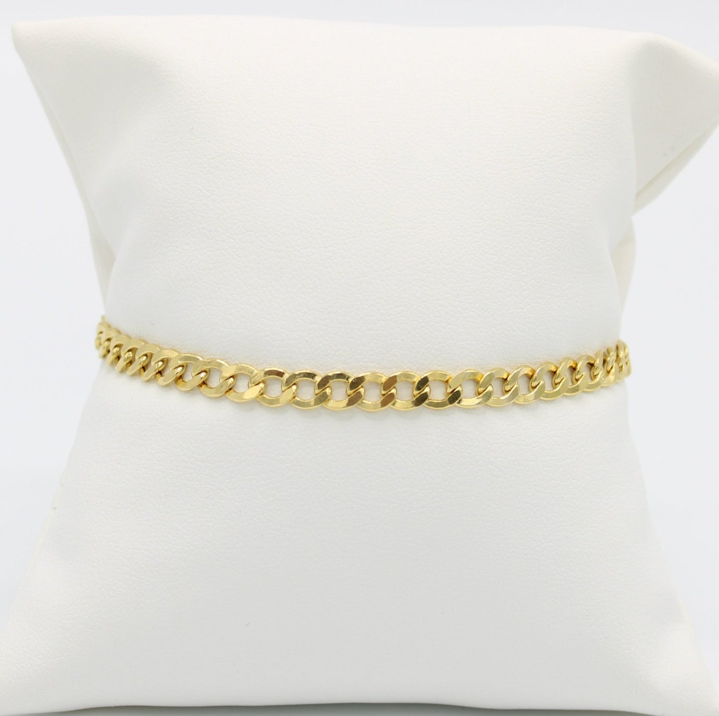 14K Semi-Solid Flat Cuban Bracelet Yellow Gold // 5.2mm  //