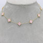 14K Fancy Set (Pink) Necklace - Bangle - Earrings - Ring Yellow Gold