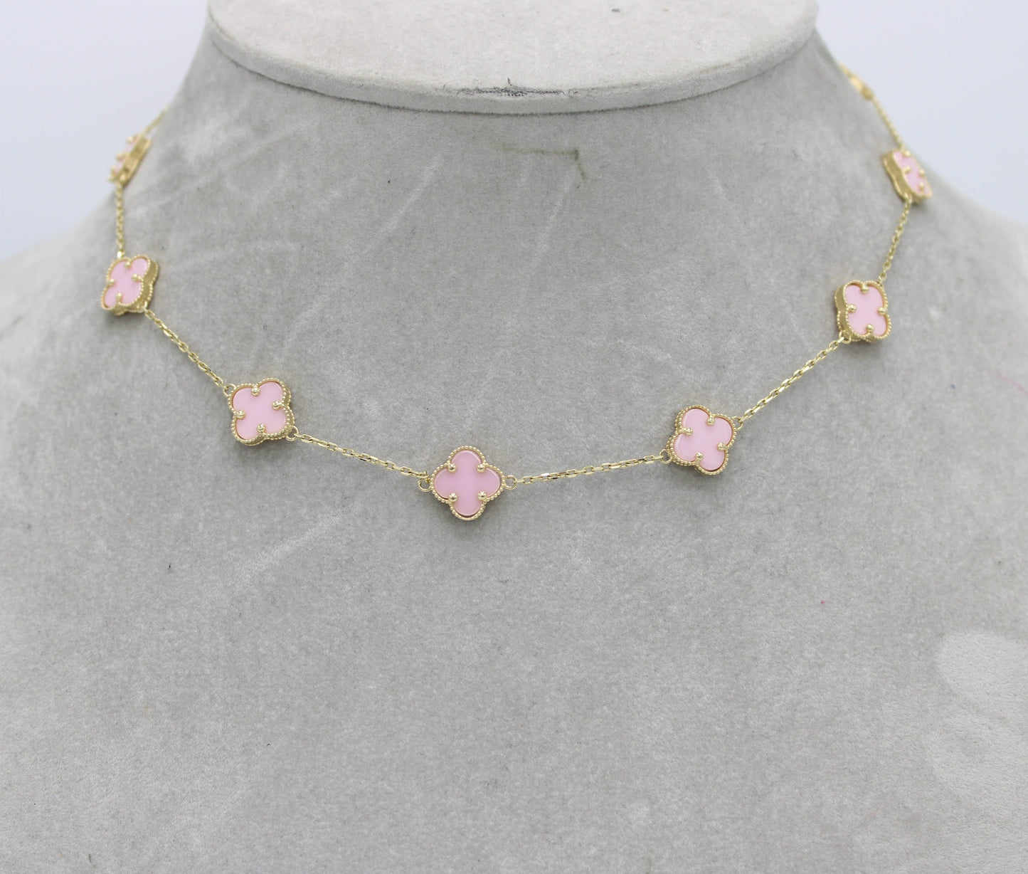 14K Fancy Set (Pink) Necklace - Bangle - Earrings - Ring Yellow Gold