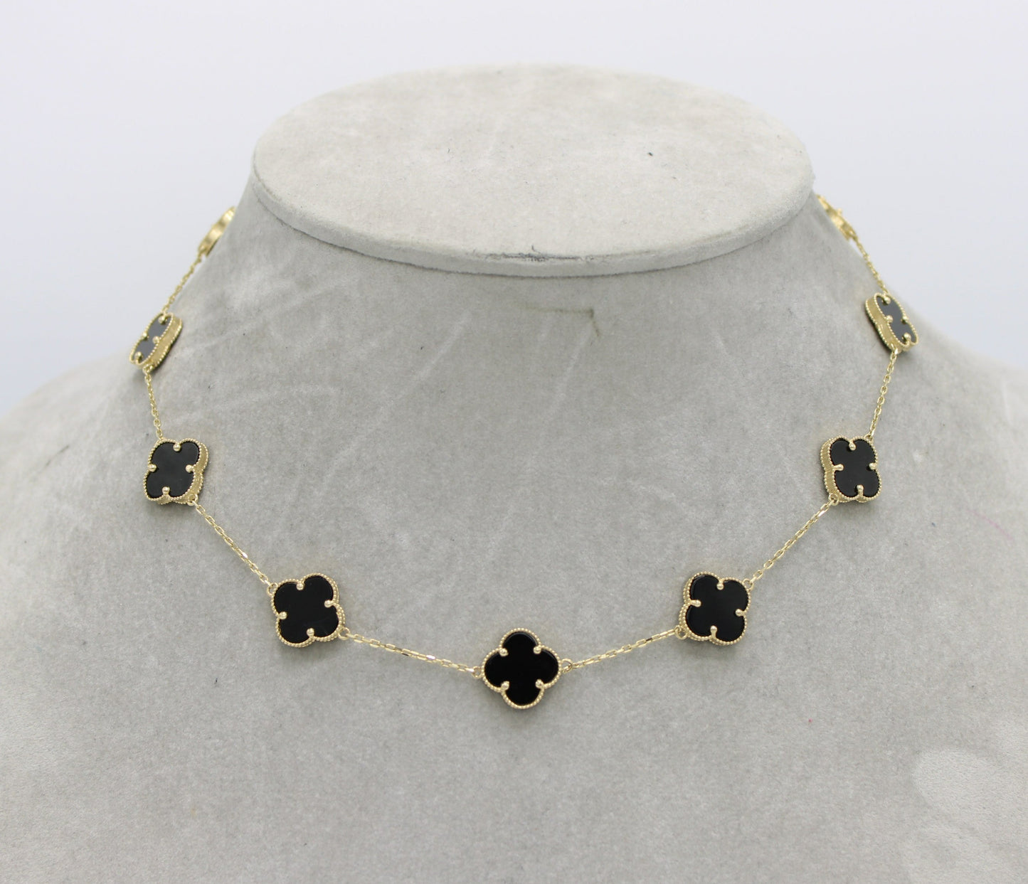 14K Fancy Set (Black) Necklace - Bangle - Earrings - Ring Yellow Gold