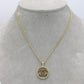 14k Fancy Pendant with Flat Cuban Chain Yellow Gold