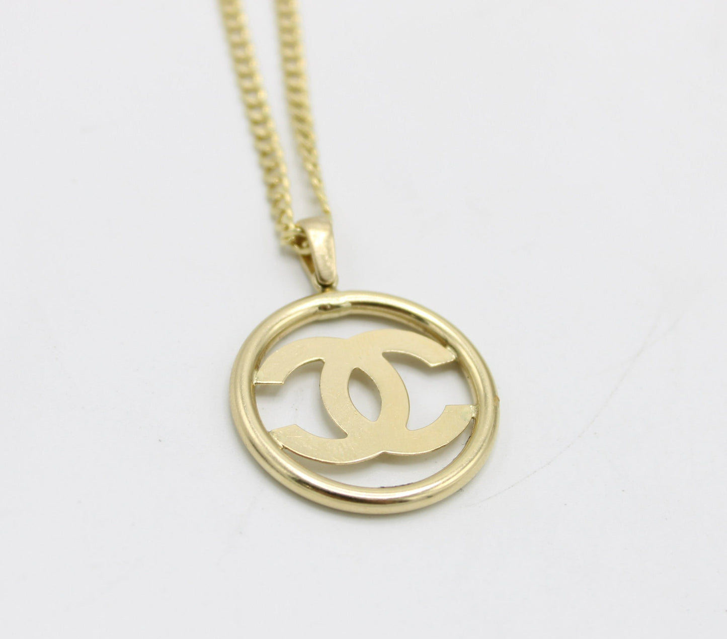 14k Fancy Pendant with Flat Cuban Chain Yellow Gold