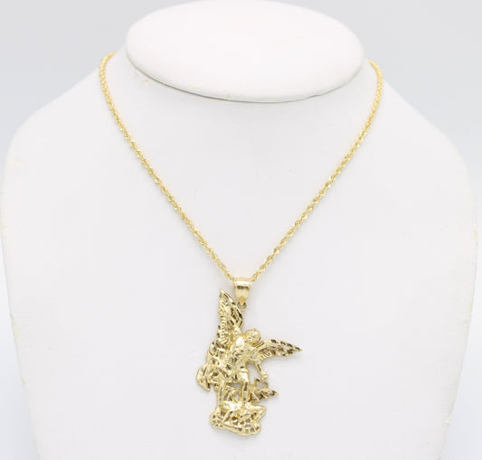 14K San Miguel Pendant with Rope Chain Yellow Gold