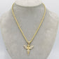 14K Angel Pendant Cz Stones with Rope Chain Yellow Gold