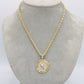 14K Pray Hands Pendant Two Tones with Rope Chain Yellow Gold